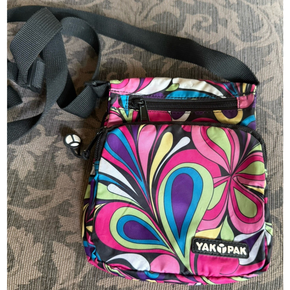 Yak Pak Compact Crossbody Shoulder Bag Travel Festival Retro Psychedelic Floral